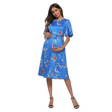 Load image into Gallery viewer, Casual Short Sleeved Dress With Printed Flowers